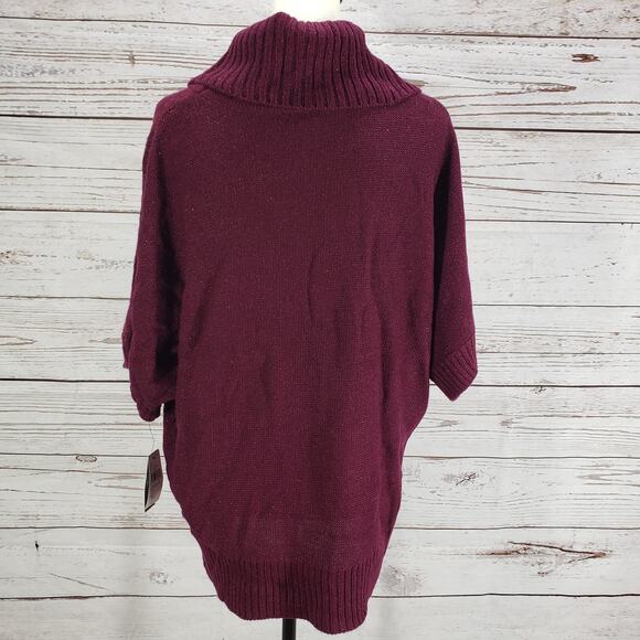 ALYX New Burgundy Knit Metallic Sequins Cowl Neck Dolman Sleeve Top Size 1X - Picture 11 of 11